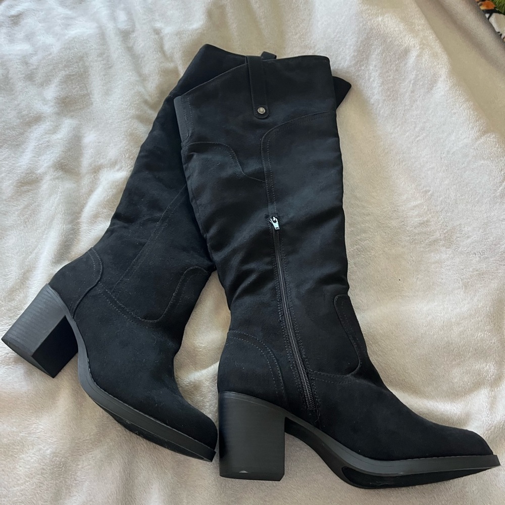 Over the knee black boots